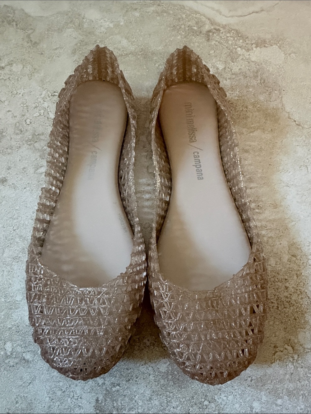 Mini Melissa Woven Jelly Ballet Flats in Metallic Gold girls size 4